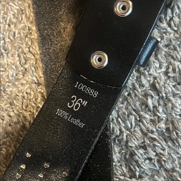 Studded Black Leather Belt - Picture 2 of 3